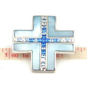 Sterling Silver Pendant Handmade Designer Mother of Pearl Crystal Alan K